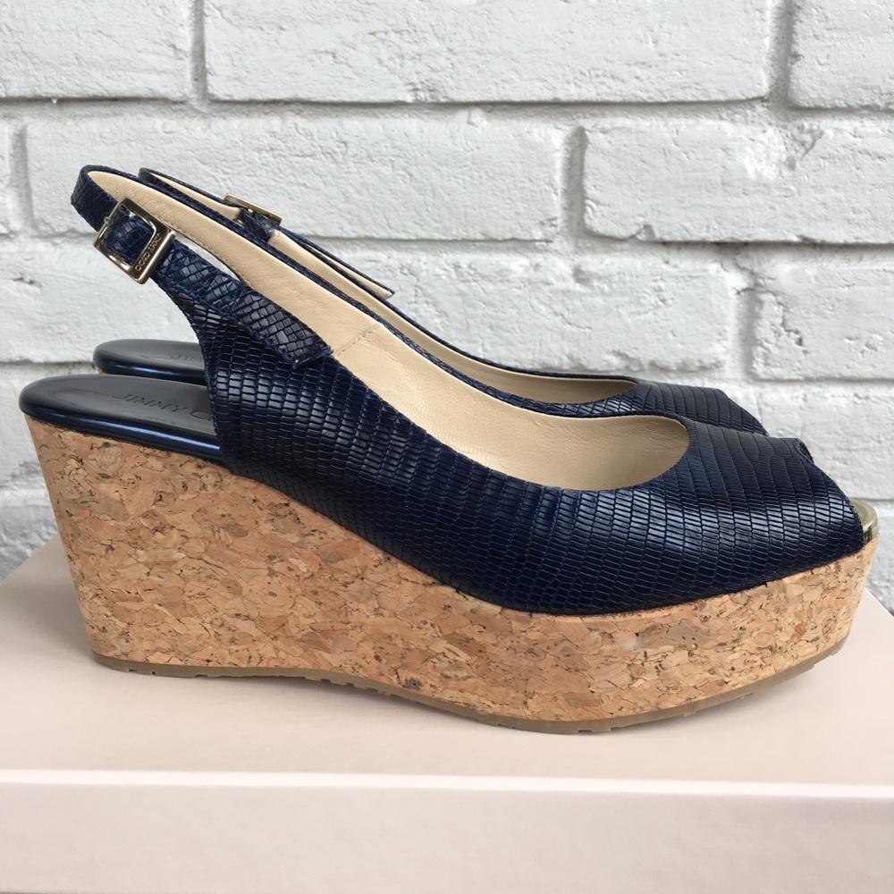 👩🏼Jimmy Choo Open Toe Sling Back Wedge. Size 38.